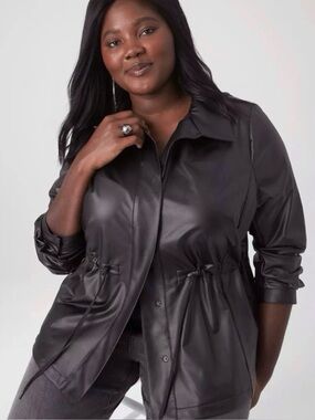 Lane Bryant Vegan Leather Black Jacket Sz 26